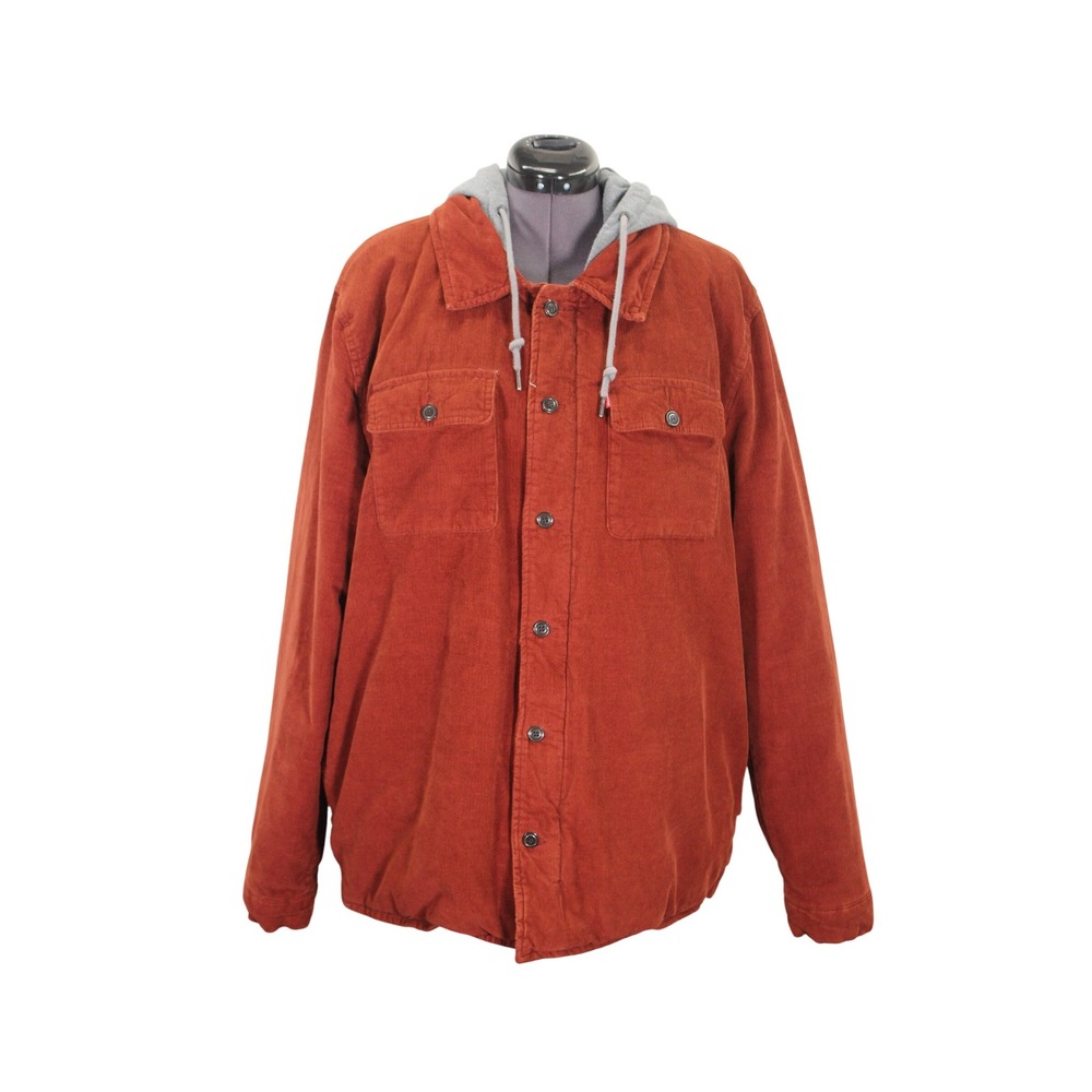 Levi's Corduroy Shirt Jacket Men's XL Faux Shearling Lined Hooded Outerwear